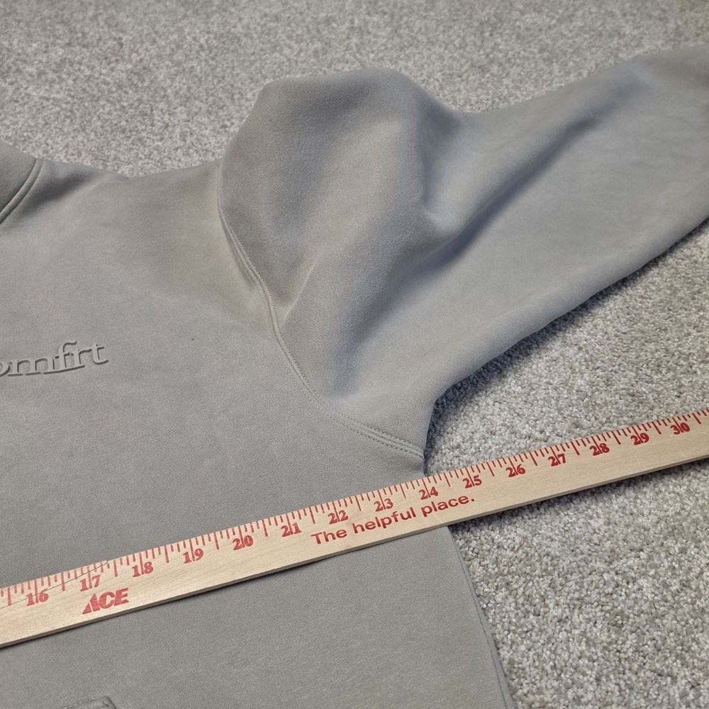 Comfrt Hoodie Mens MED Gray Pullover Fleece Sweatshirt Logo Cozy Travel Lounge - Picture 8 of 8